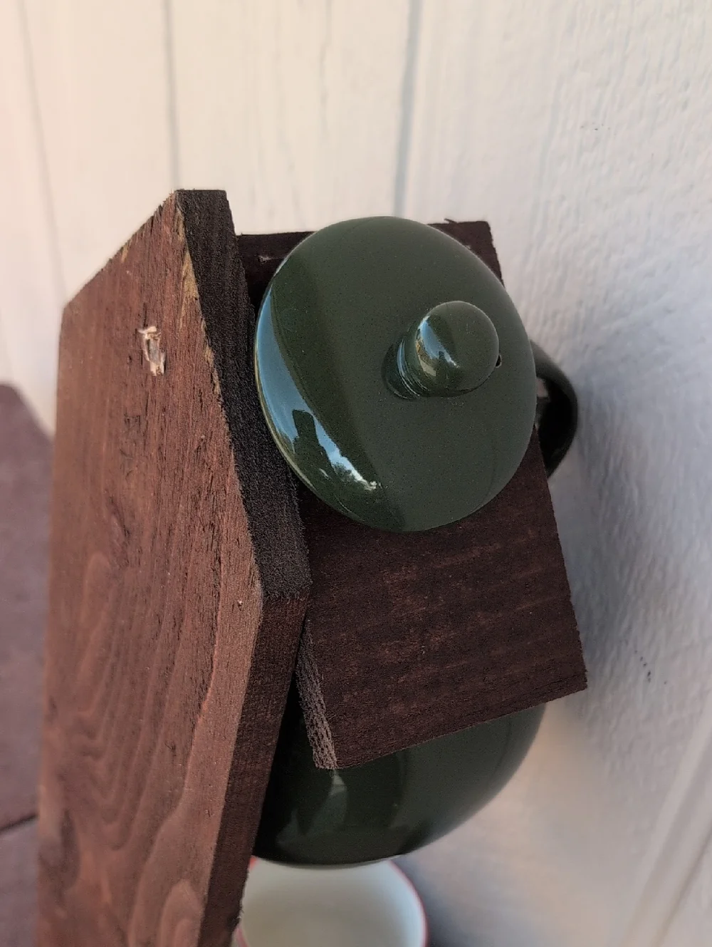 Rustic Wooden Handmade Bird Feeder Teapot Green Tea